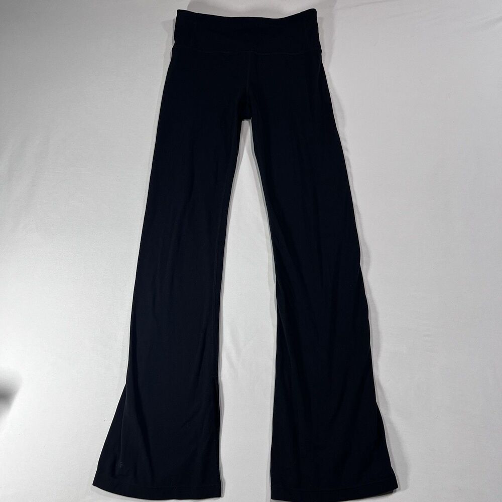 Athleta Black High Rise Flare Yoga Pants Size S Slits Small